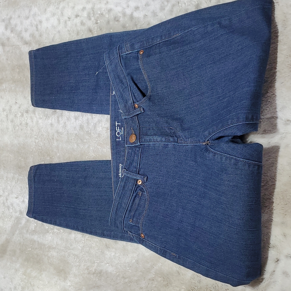 Ann Taylor LOFT NWOT Curvy Skinny Mid Rise Blue Jeans Size 2 Waist 28 Inches - Picture 2 of 5